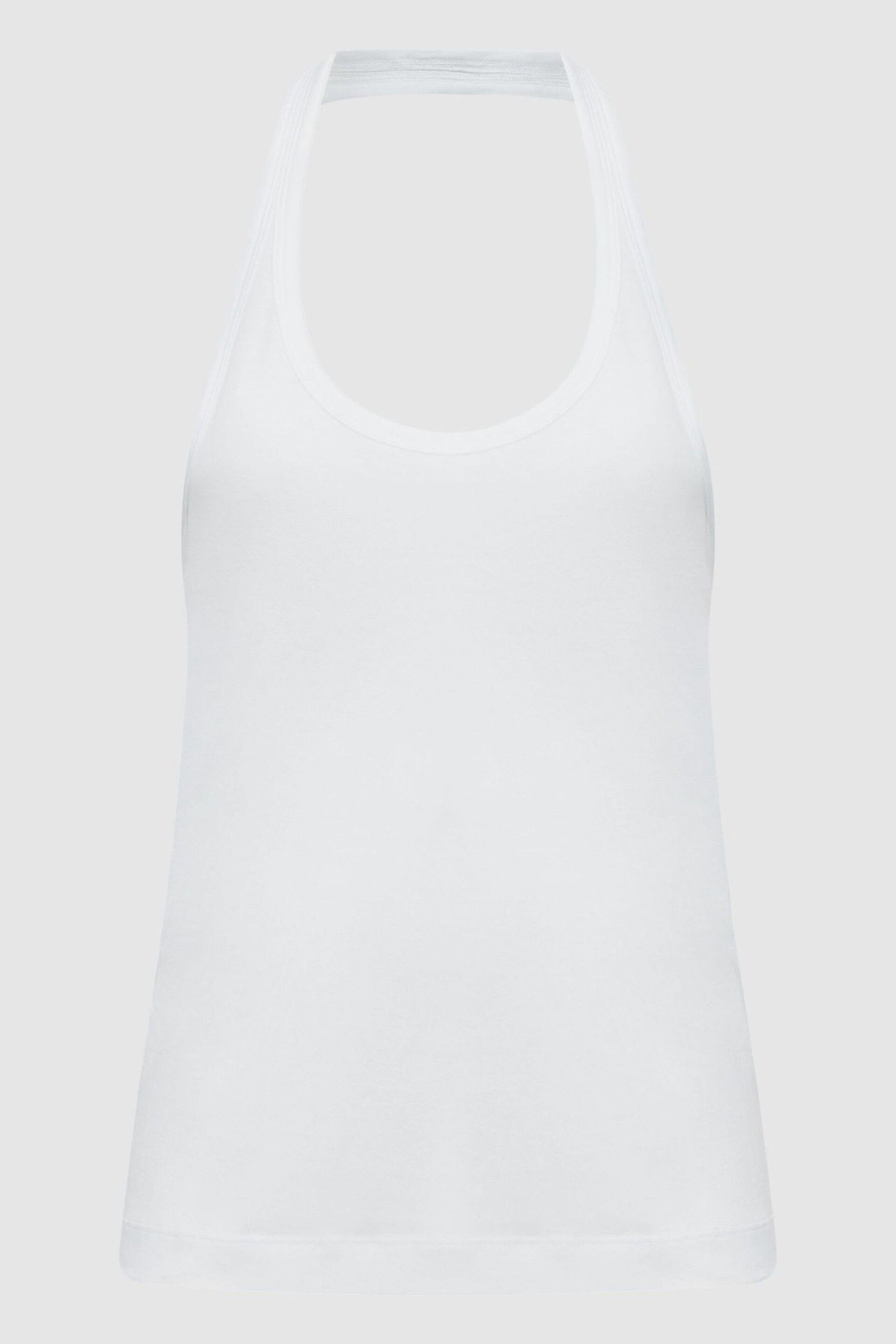 Reiss White Molly Cotton Halter Neck Vest - Image 2 of 5