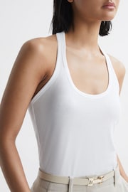 Reiss White Molly Cotton Halter Neck Vest - Image 3 of 5