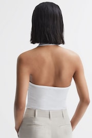 Reiss White Molly Cotton Halter Neck Vest - Image 4 of 5