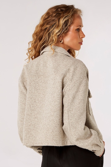 Apricot Grey Textured Woven Shacket