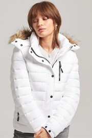 Superdry White Faux Fur Lined Longline Afghan Coat - Image 1 of 6