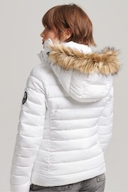 Superdry White Faux Fur Lined Longline Afghan Coat - Image 2 of 6