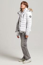 Superdry White Faux Fur Lined Longline Afghan Coat - Image 3 of 6