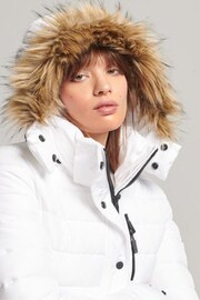 Superdry White Faux Fur Lined Longline Afghan Coat - Image 4 of 6