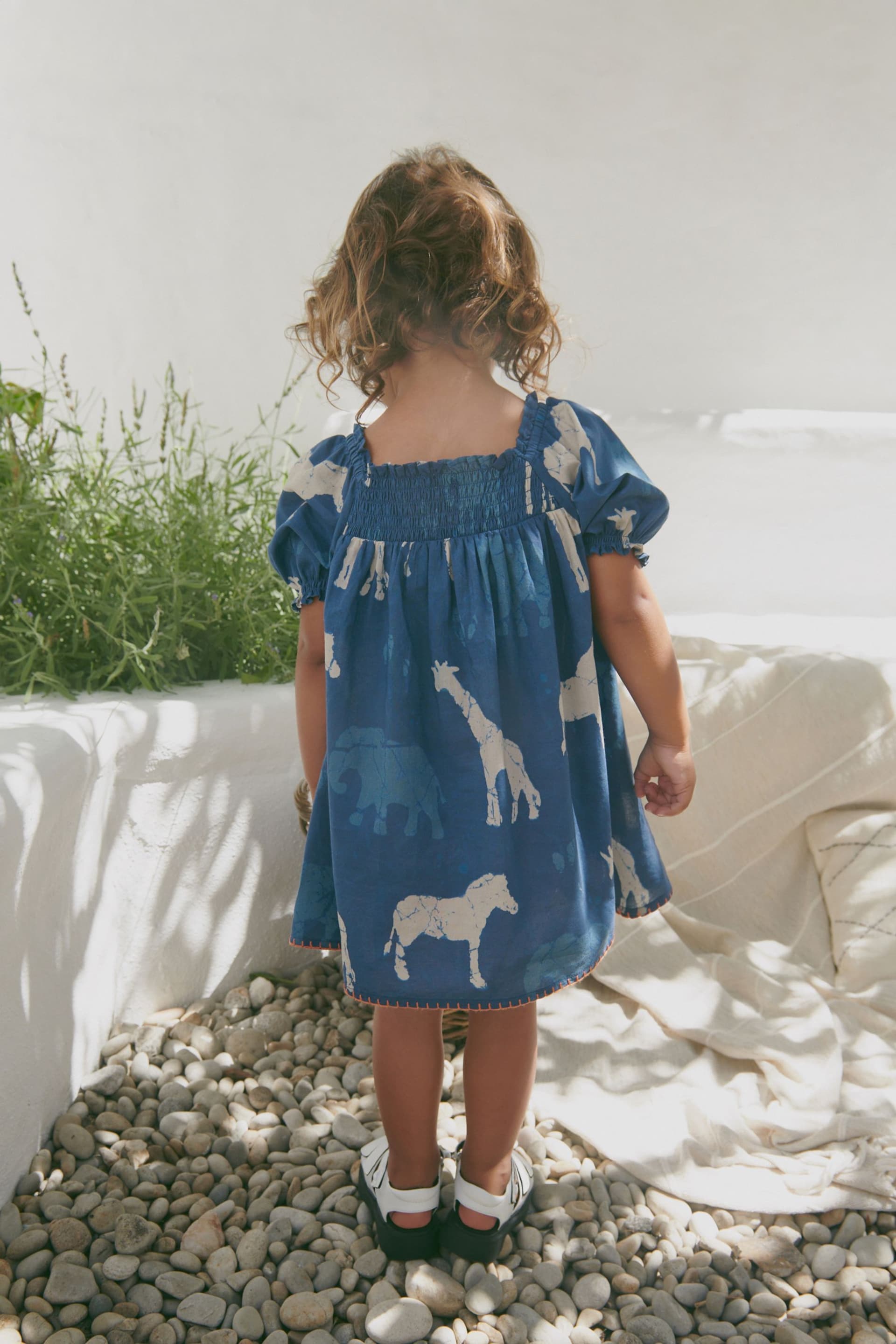 Blue Animals Puff Sleeve Dress (3mths-8yrs) - Image 3 of 7