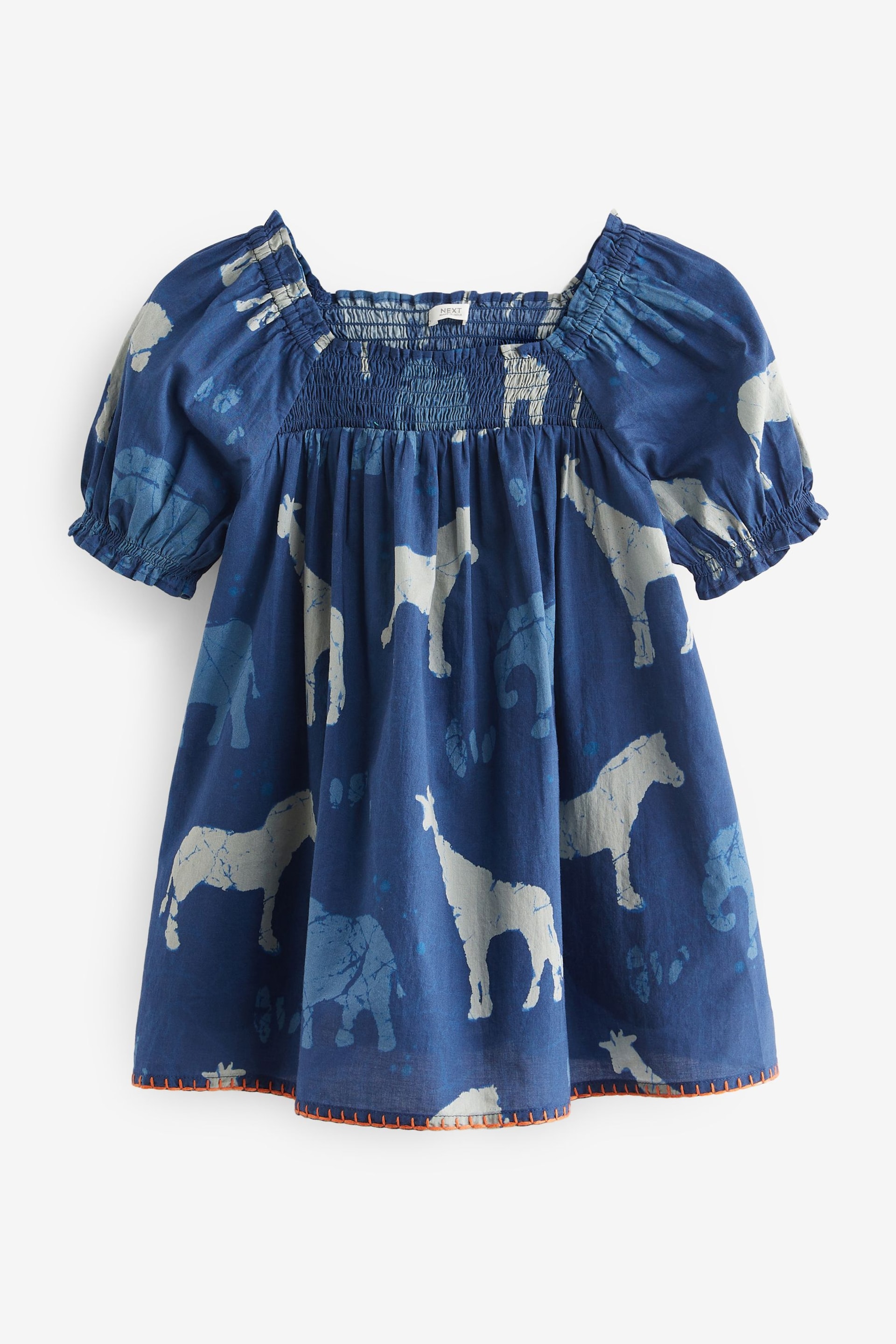 Blue Animals Puff Sleeve Dress (3mths-8yrs) - Image 5 of 7