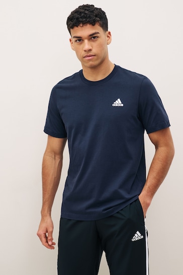 Buy adidas Blue Sportswear Essentials Single Jersey Embroidered Small ...