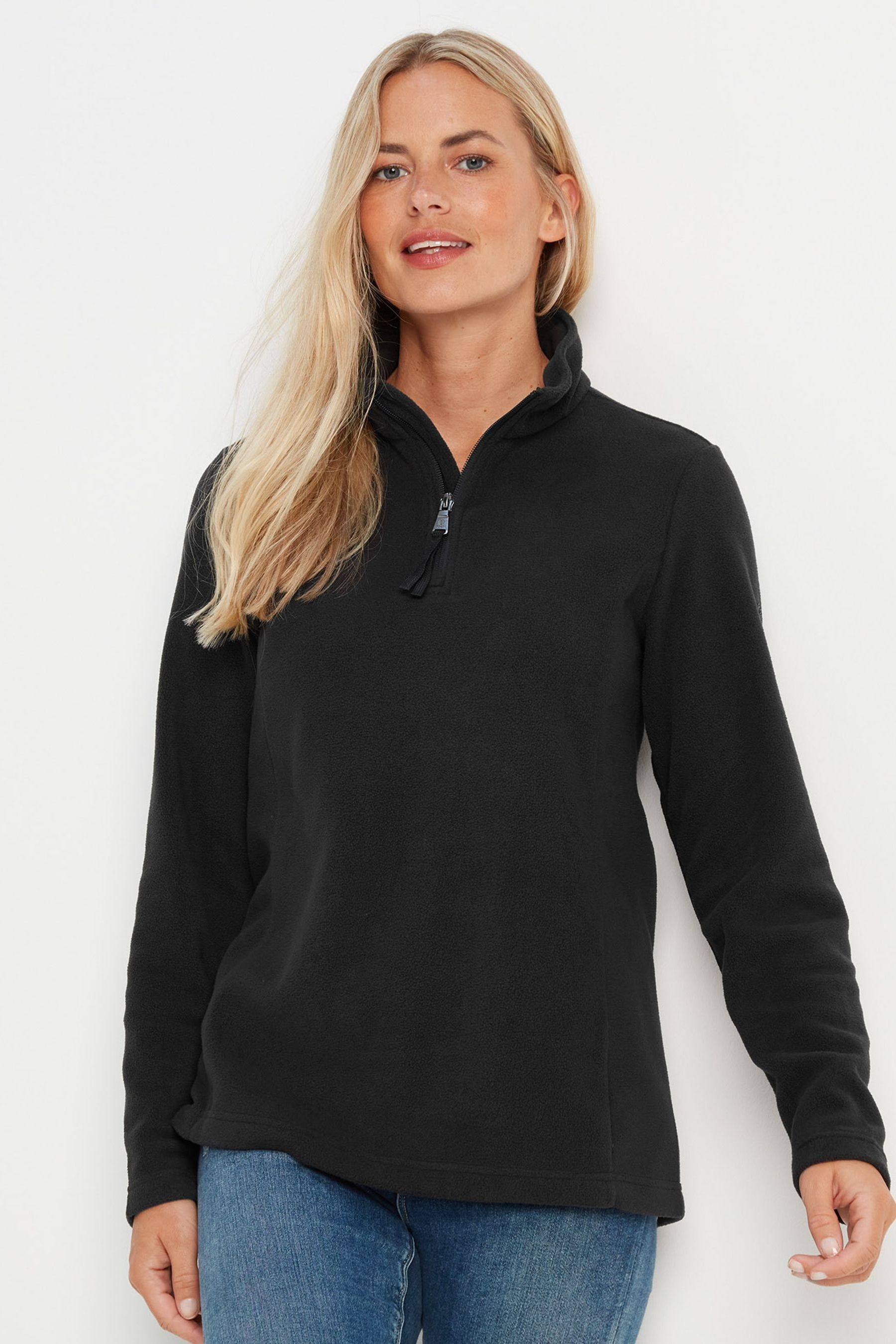 Tog 24 Black Revive Fleece Zip Neck Jumper