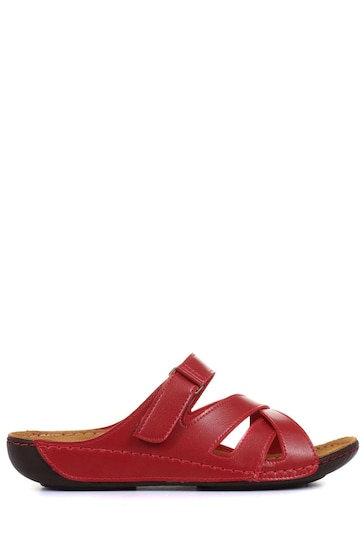Pavers Red Ladies Touch Fasten Mules