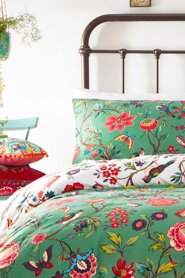 furn. Verdi Green Tropical Floral Reversible Duvet Cover and Pillowcase Set