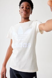 adidas Originals Cream 100% Cotton 3-Stripes T-Shirt - Image 5 of 9