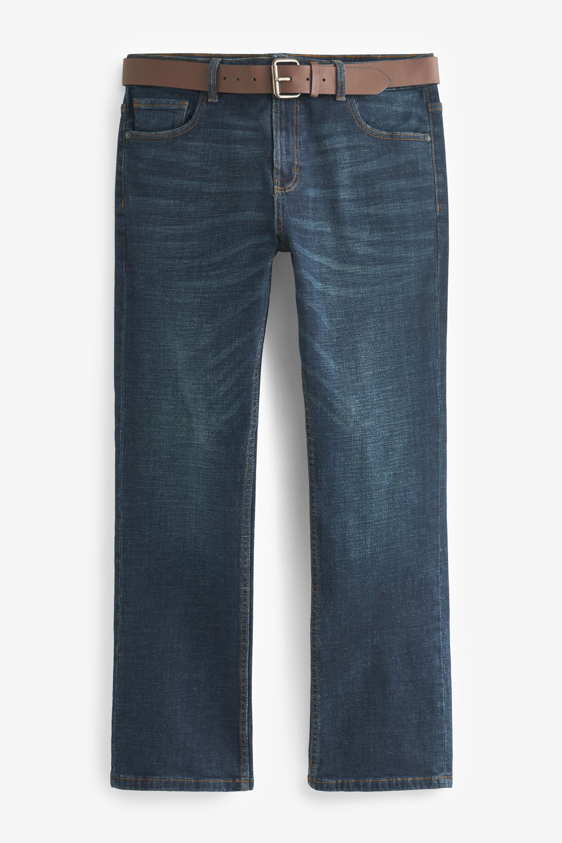 Buy Blue Washed Bootcut Belted Authentic Jeans from the Next UK online shop