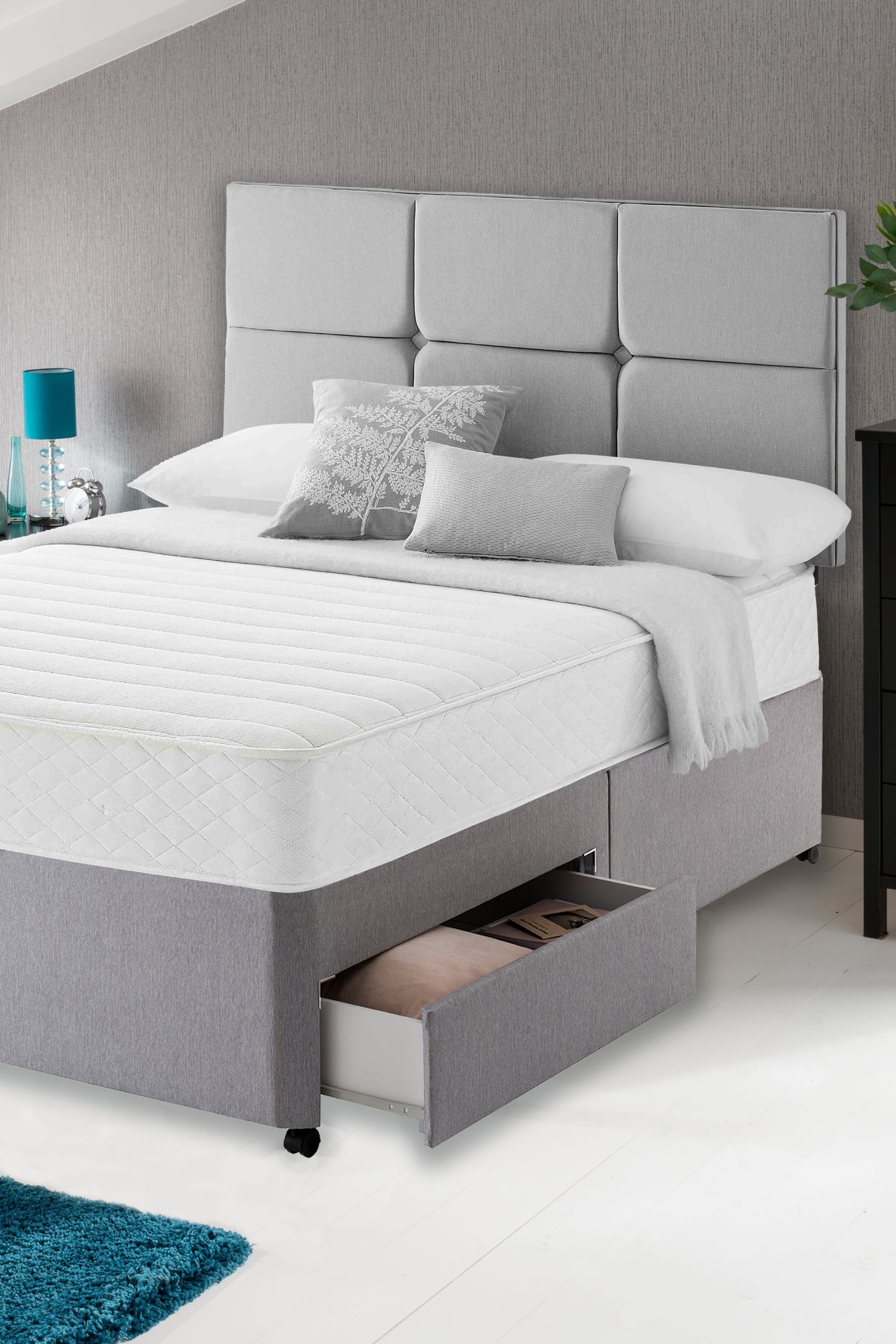 Buy Silentnight Grey Miracoil Memory Two Drawer Divan Bed Set from
