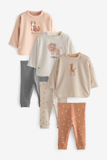 Neutral Safari Baby T-Shirts And Leggings Set 6 Pack