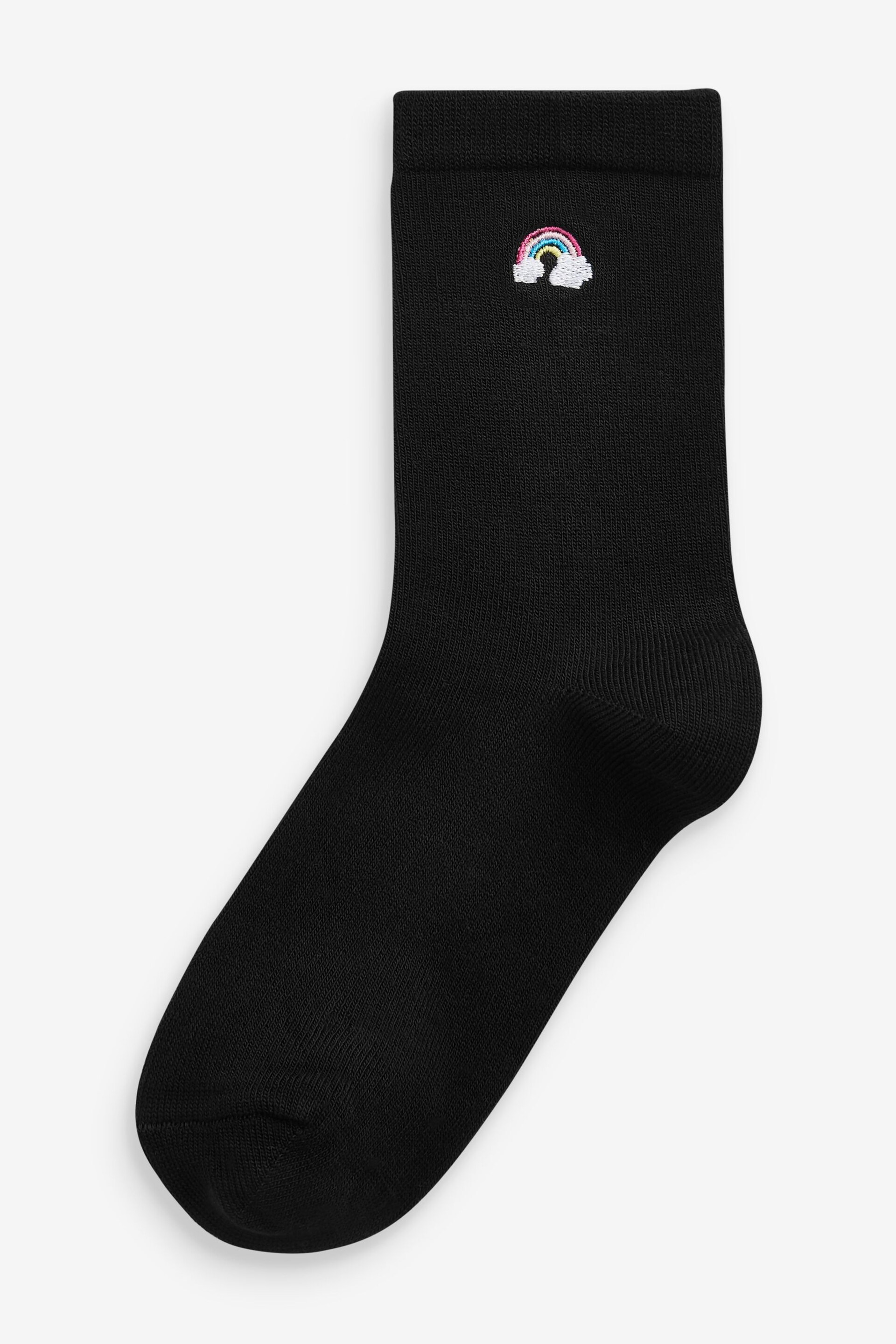 Black 5 Pack Bamboo Rich Unicorn Embroidered Ankle Socks - Image 3 of 6