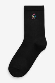 Black 5 Pack Bamboo Rich Unicorn Embroidered Ankle Socks - Image 4 of 6