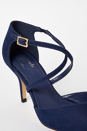 Friends Like These Navy Blue Regular Fit Cross Over Mid Court Block Heel Shoe - Image 3 of 4