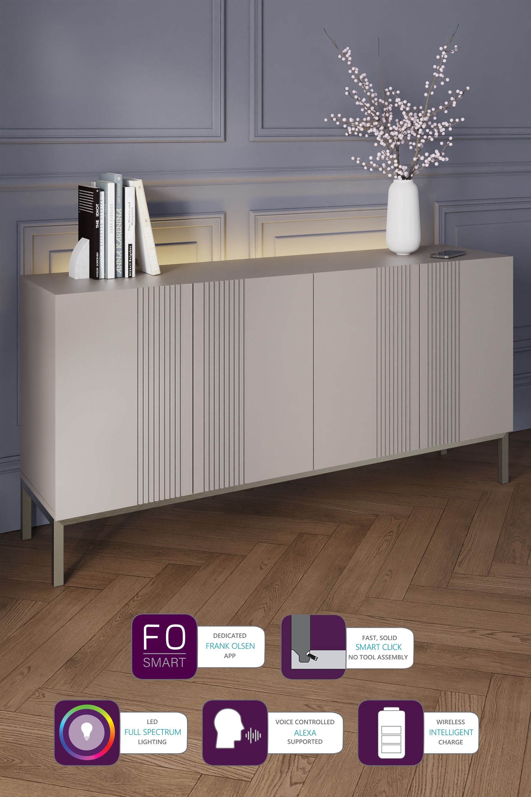 Frank Olsen Grey Iona 4 Door Large Sideboard