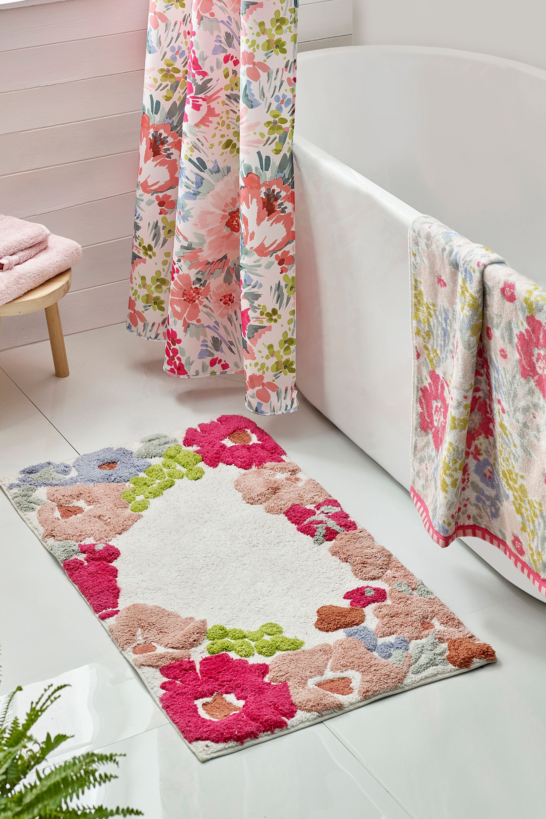 Floral cheap bath mat
