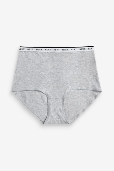 White/Black/Grey Full Brief Cotton Rich Logo Knickers 4 Pack