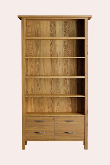 Laura Ashley Oak Milton 4 Drawer Single Bookcase