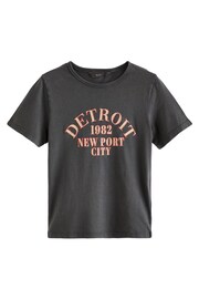Charcoal Grey Slim Fit Short Sleeve Graphic T-Shirt - Image 5 of 6