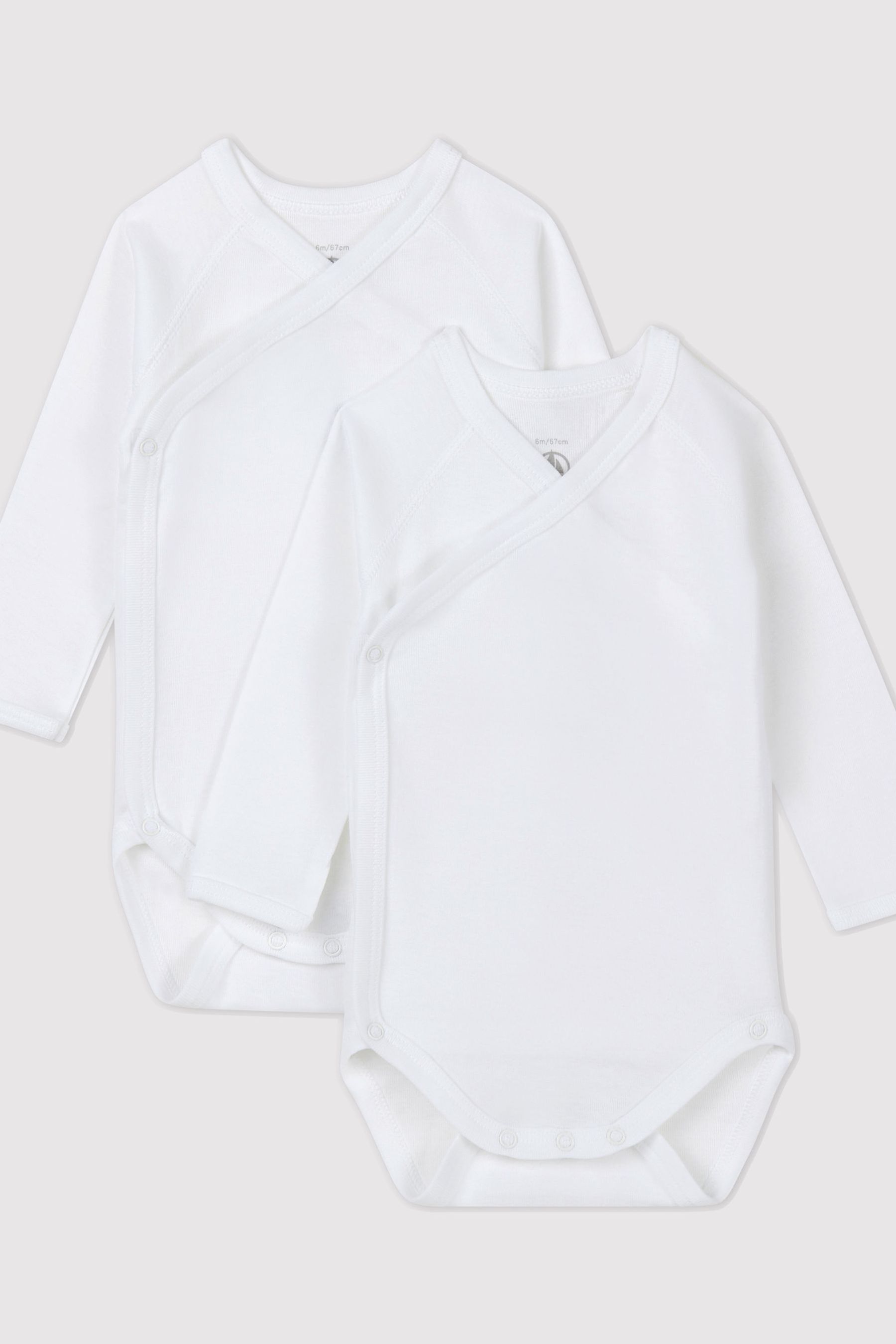 Buy Petit Bateau White Iconic Rib Long Sleeve Bodysuits Two Pack from Next Luxembourg