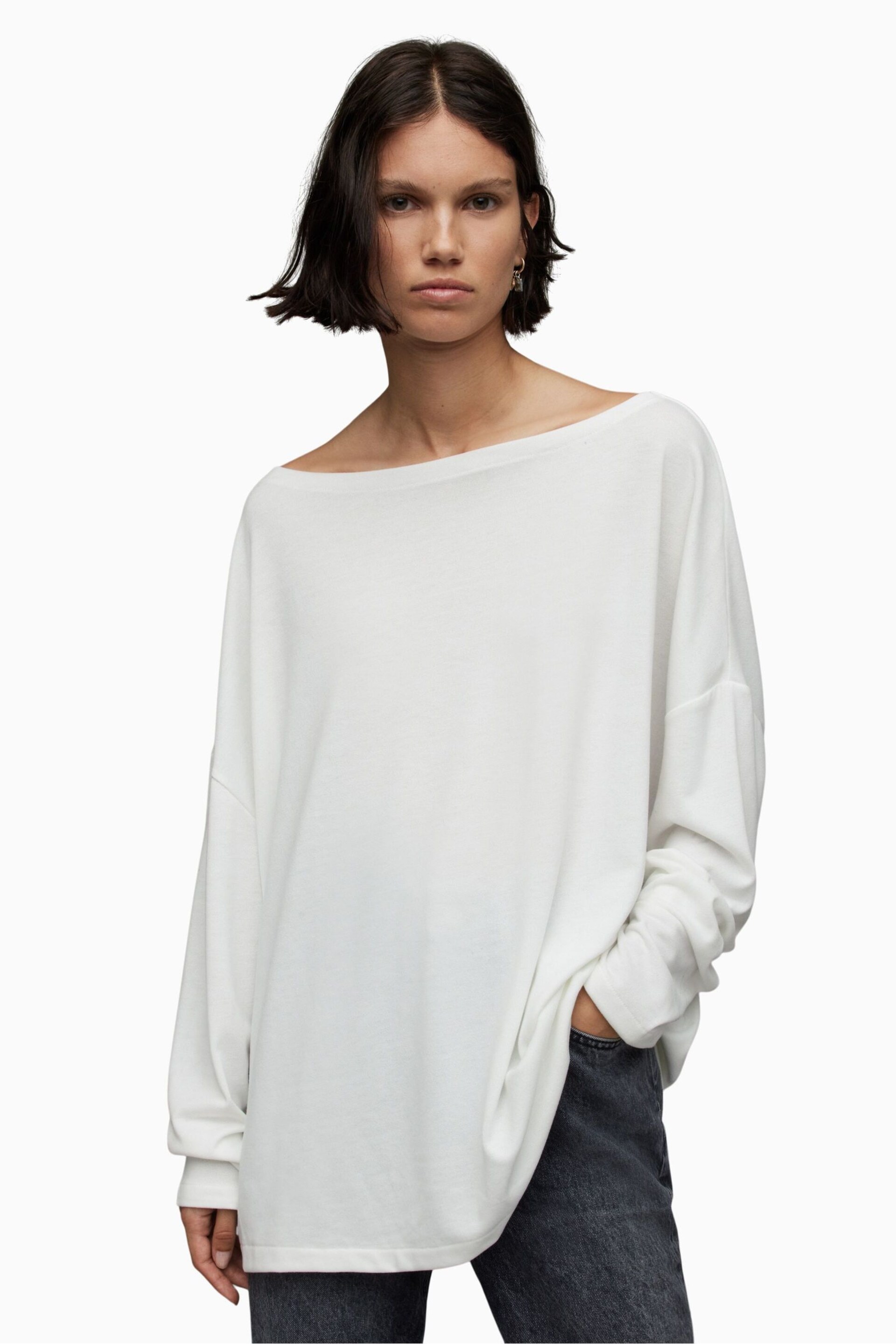 AllSaints White Off The Shoulder Rita Top - Image 1 of 5