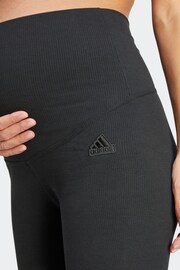adidas Black Maternity Sportswear Ribbed High Waist 7/8 Leggings - Image 4 of 6