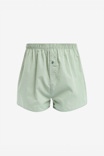 Sage Green Check 4 pack Woven Pure Cotton Boxers