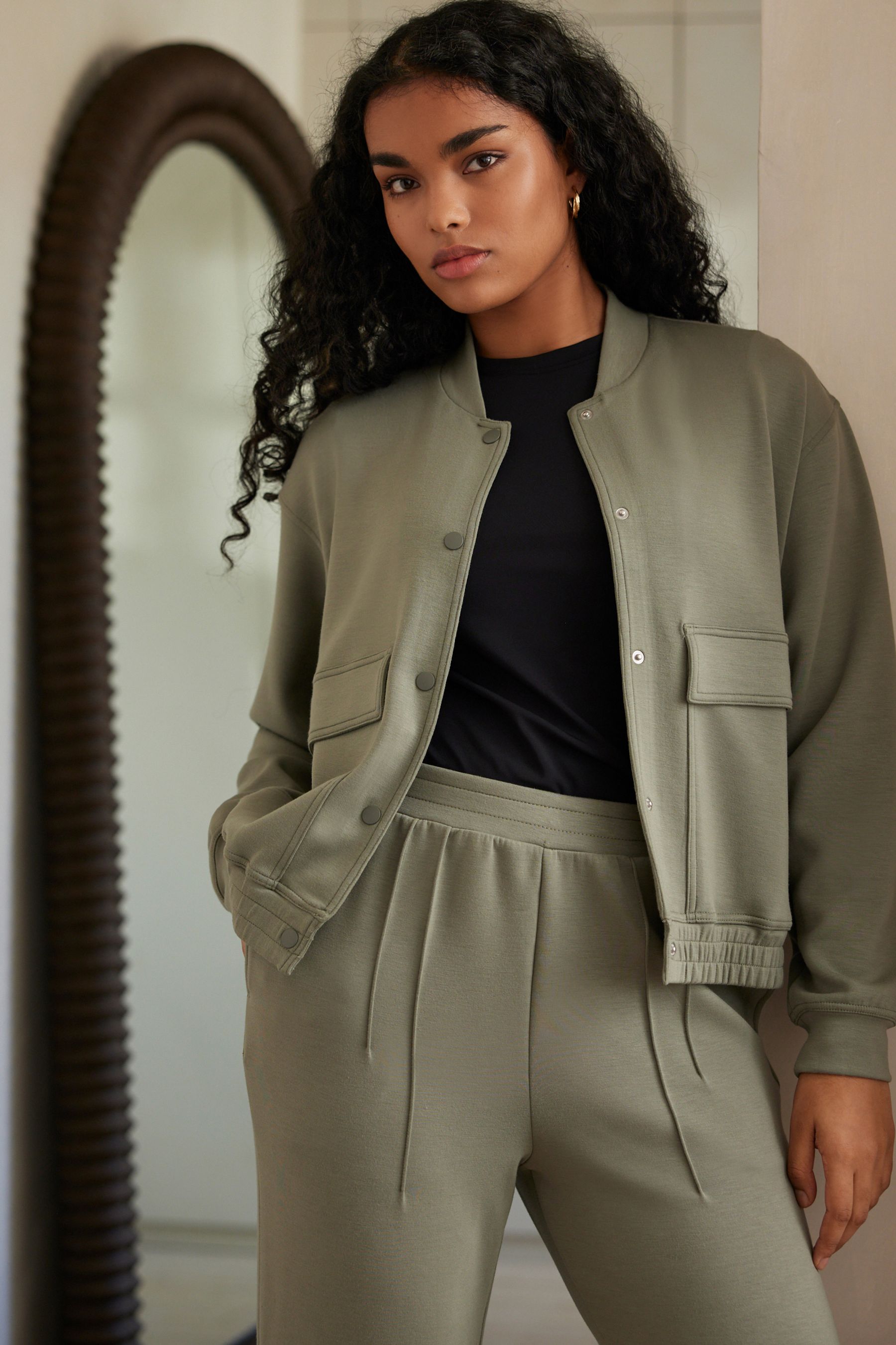 Khaki green bomber jacket shop