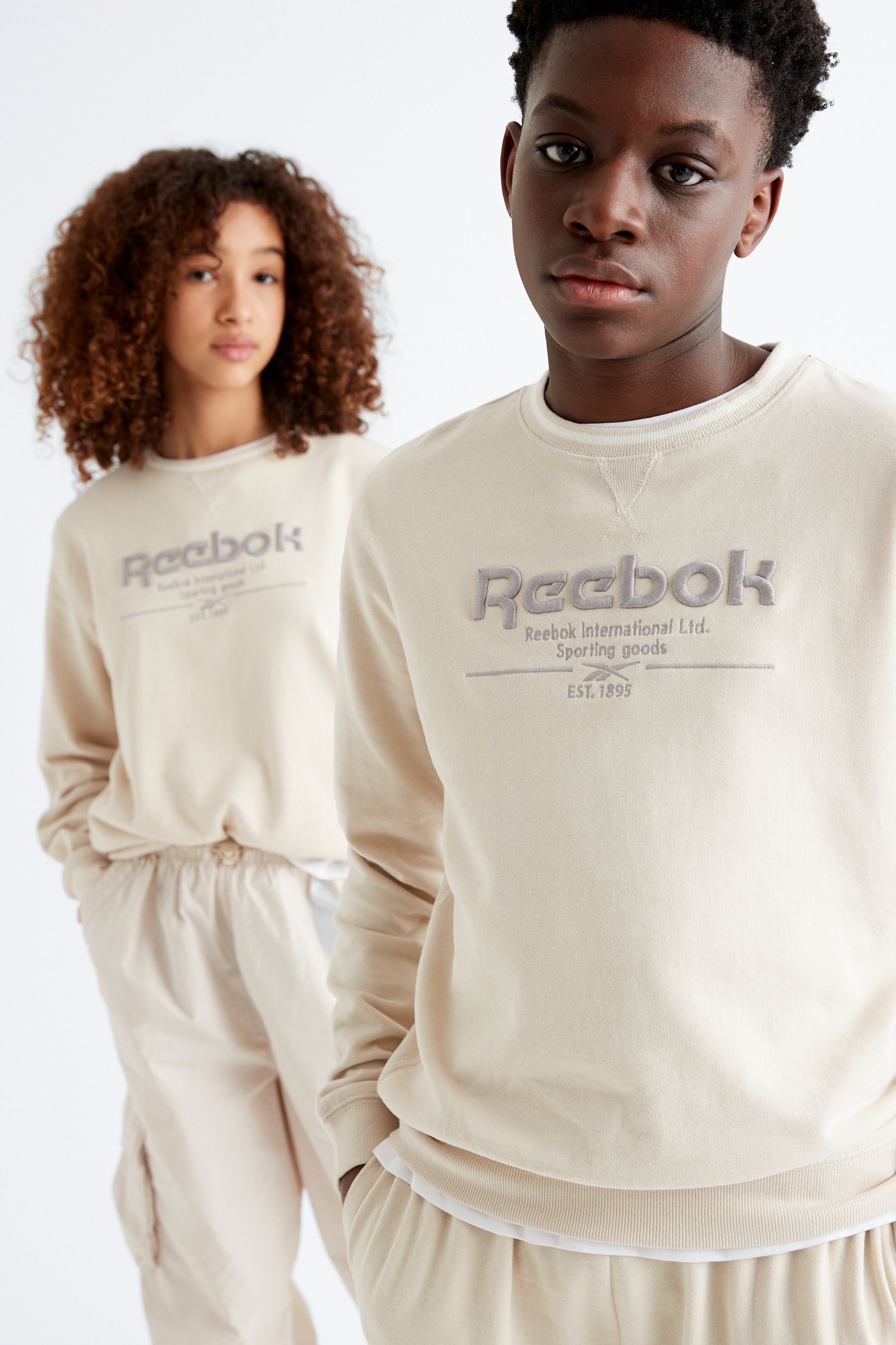 Buy Reebok Embroidered Logo 100 Cotton Chalk White Sweatshirt from the Next UK online shop