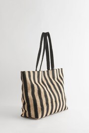 Rockett St George Black/White Slogan Straw Tote Bag - Image 7 of 10