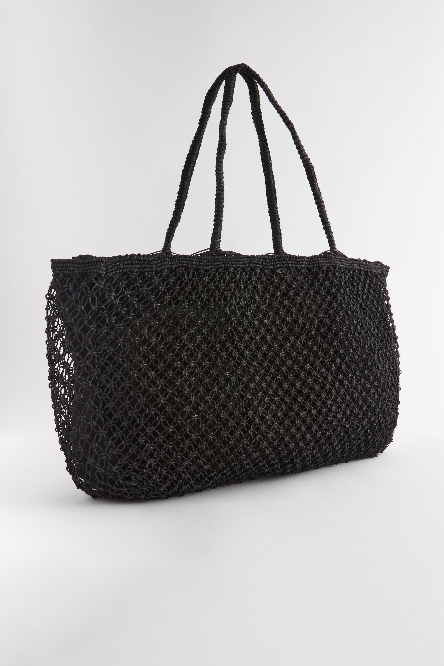 Black woven beach bag top