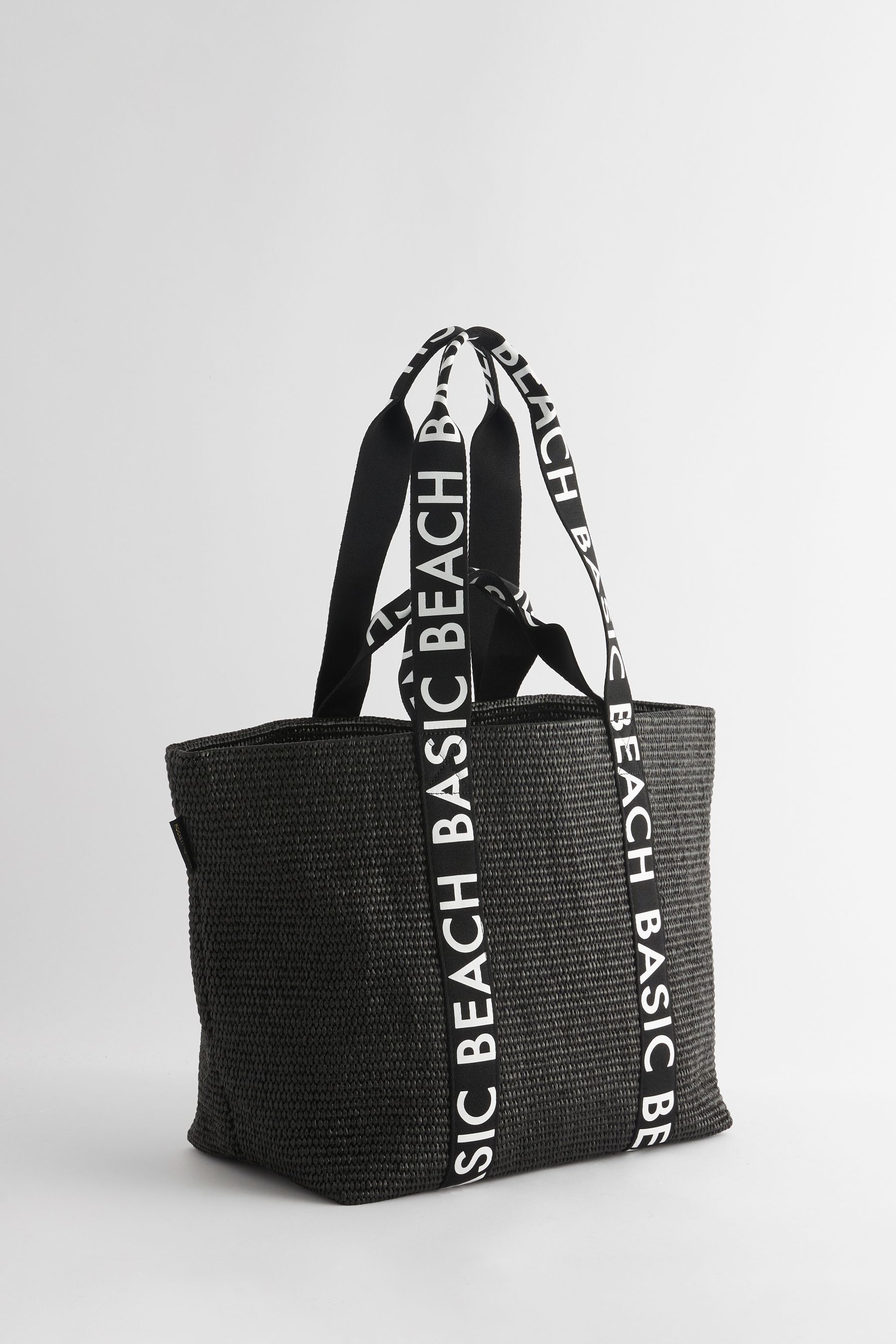 Rockett St George Black Slogan Handle Beach Tote Bag