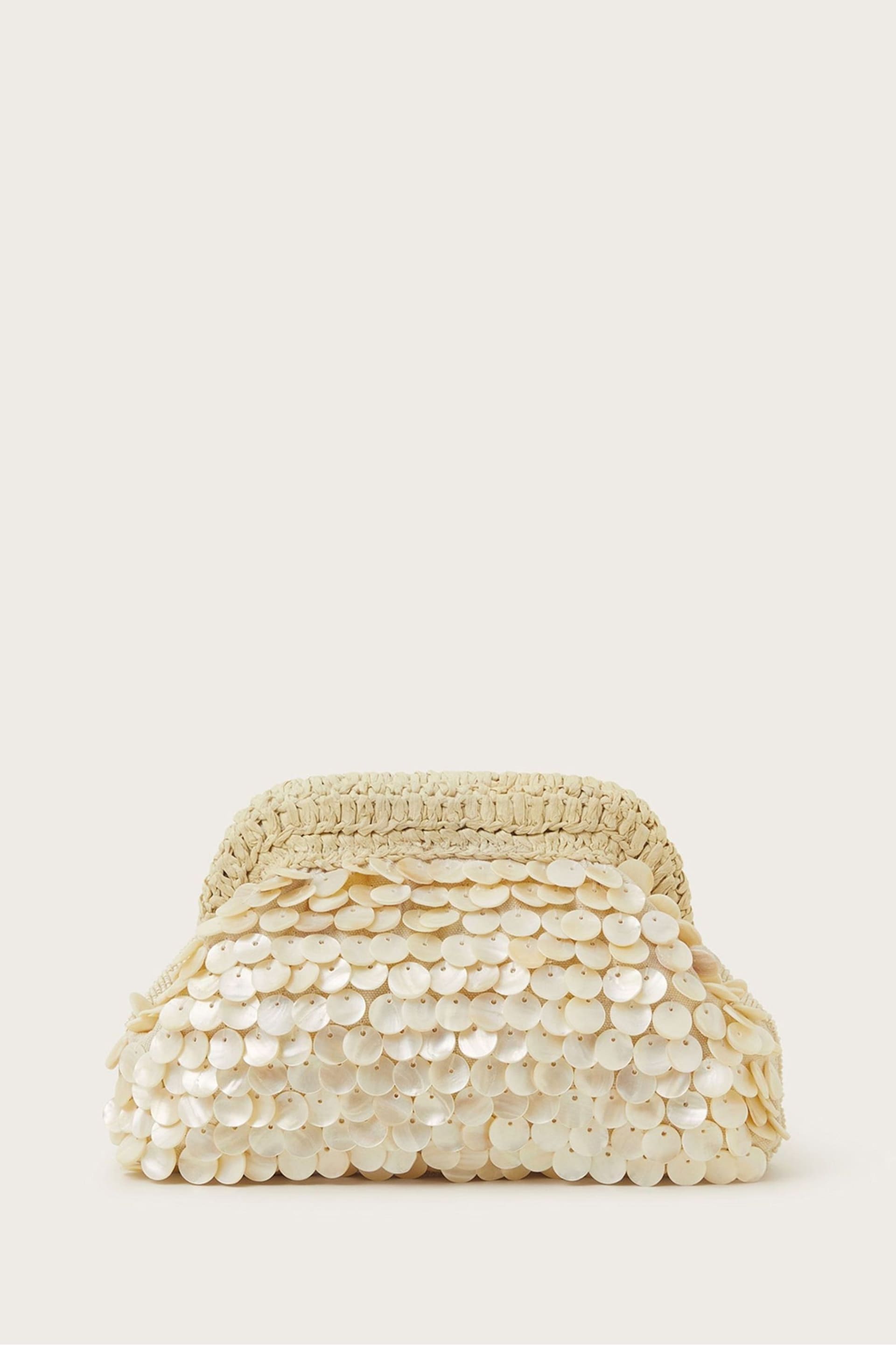 Monsoon Natural Hand-Beaded Shell Clutch - Image 2 of 4