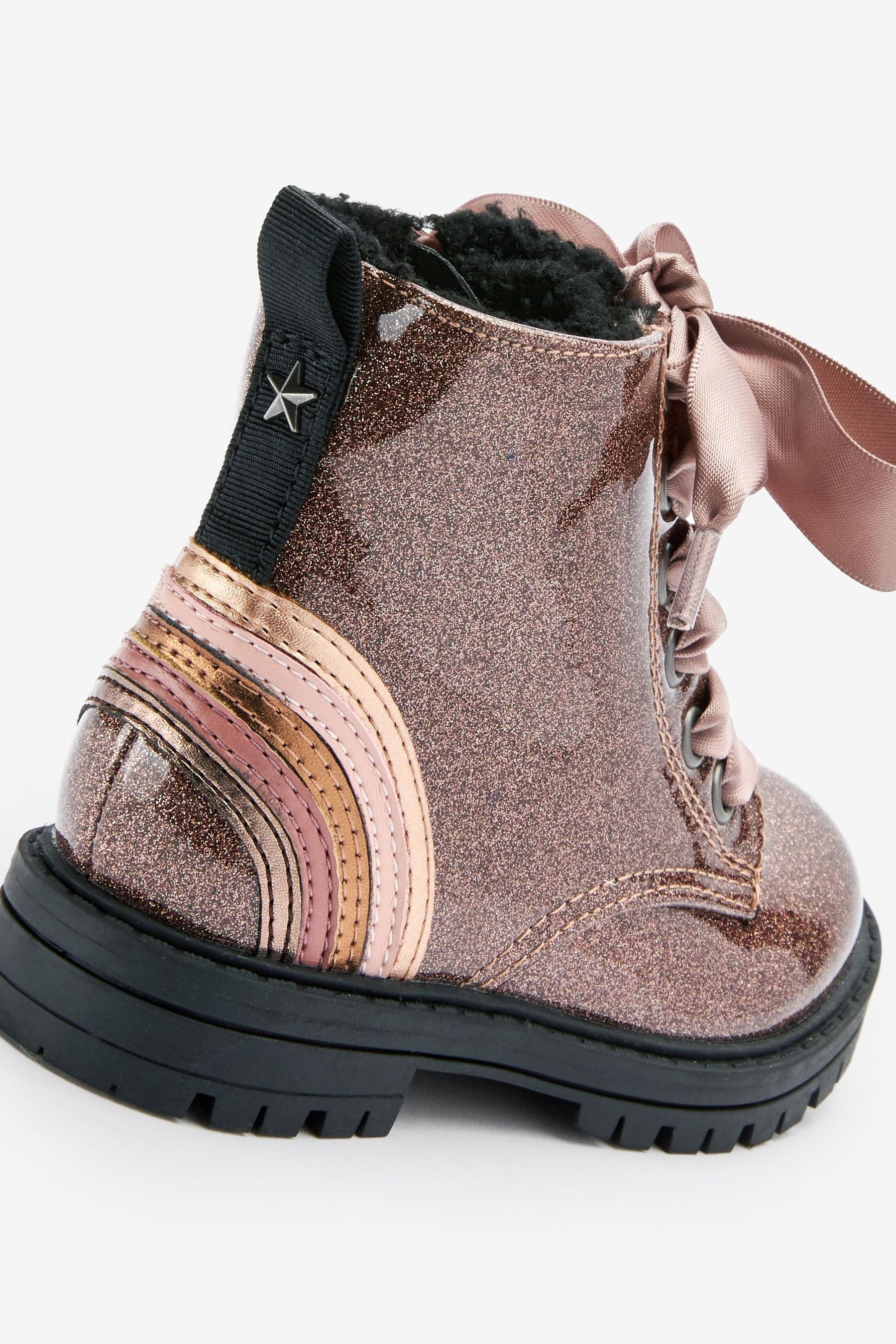 Buy Rose Gold Pink Standard Fit F Warm Lined Lace Up Boots from Next Luxembourg