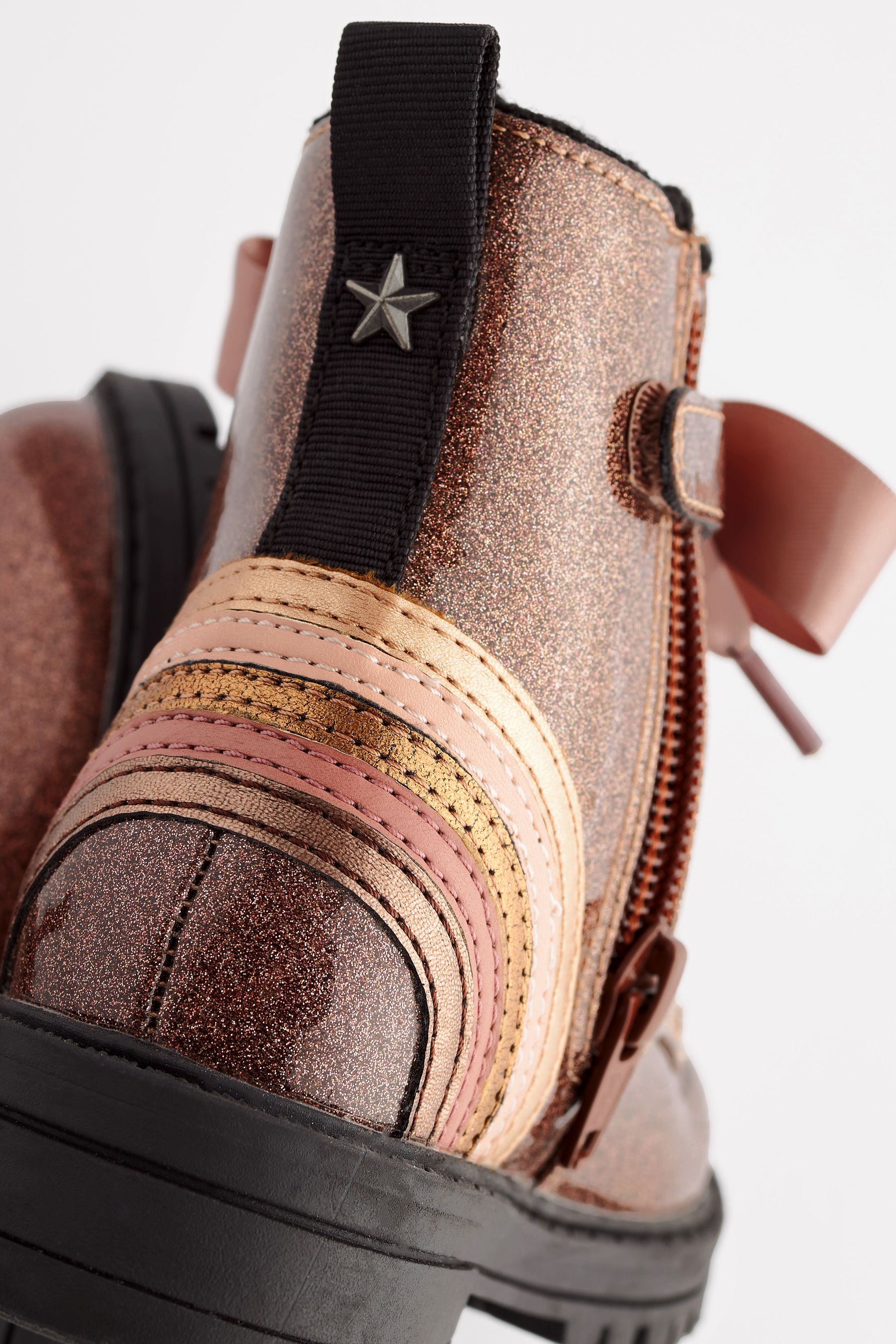 Buy Rose Gold Pink Standard Fit F Warm Lined Lace Up Boots from Next Luxembourg