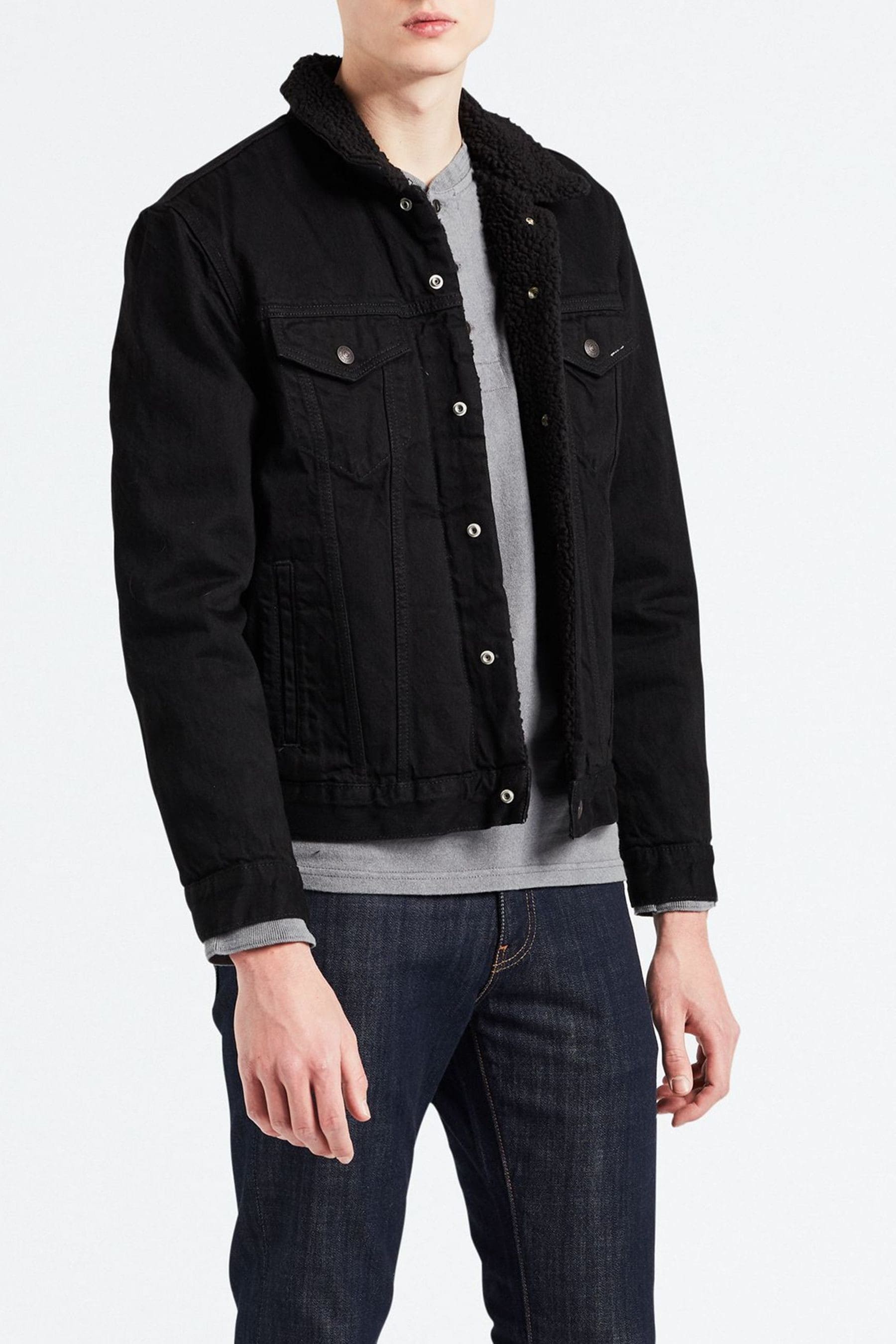 Levis mens sherpa jacket black deals