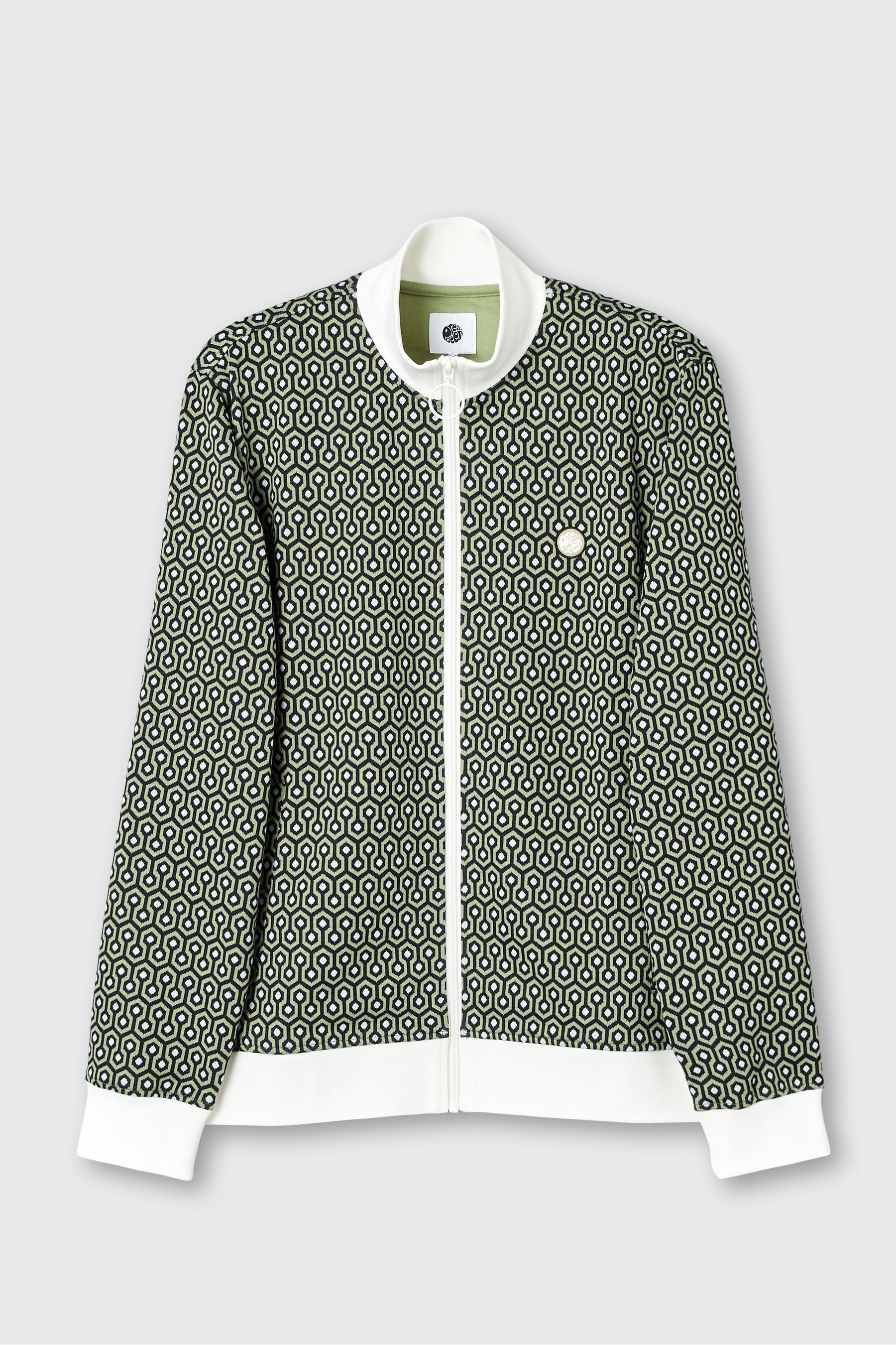 Buy Pretty Green Dark Green Shining Geo Zip Up Track Top from Next Luxembourg