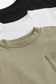 Khaki Green/Black Pocket Detail Relaxed Fit T-Shirt 3 Pack (3-16yrs) - Image 3 of 3