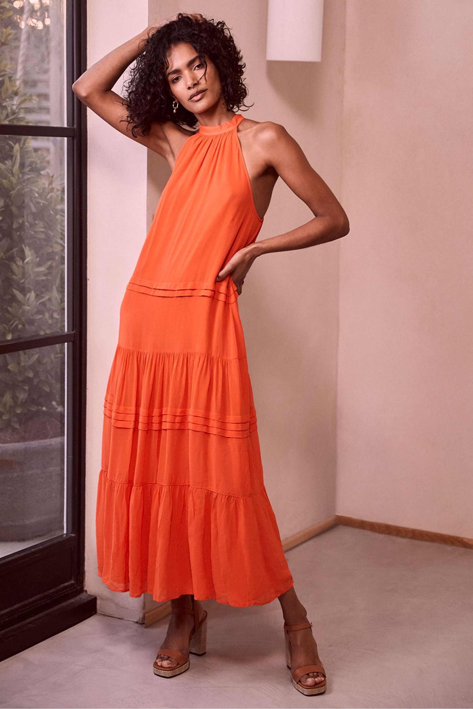 Buy Mint Velvet Orange Halter Maxi Dress from Next Luxembourg