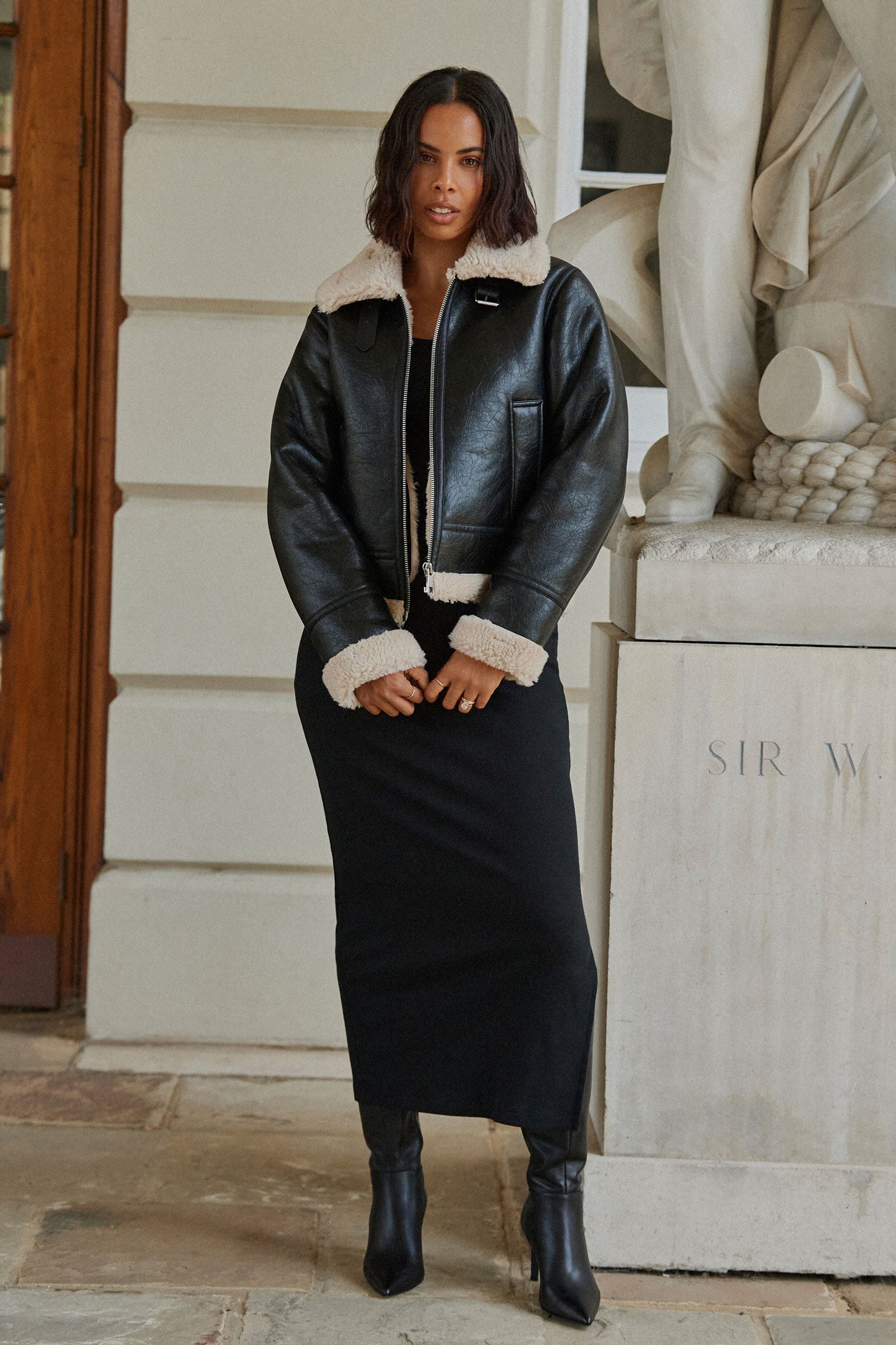 Buy Black Scoop Neck Long Sleeve Ribbed Midaxi Dress from the Next UK online shop