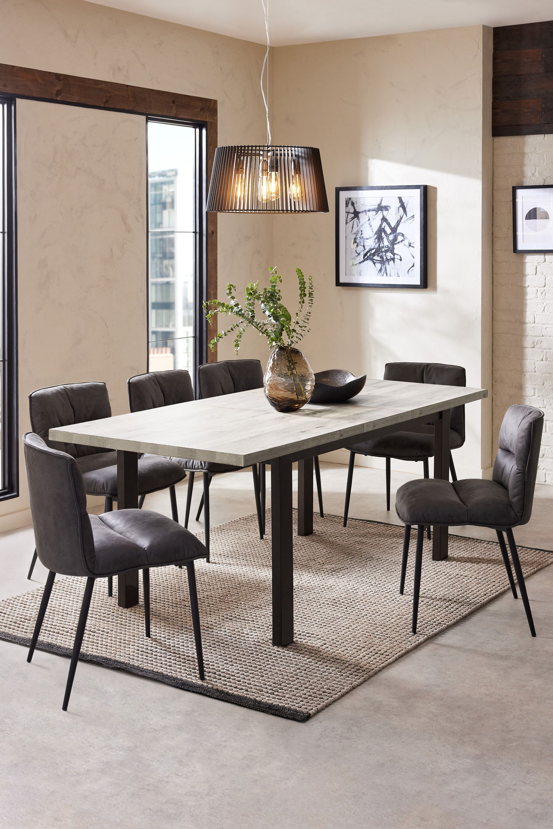 Buy Grey Bronx Oak Effect Rectangle 6 to 8 Seater Extending Dining Table from the Next UK online shop