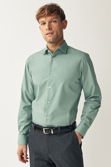 Aqua Green Regular Fit Easy Care Single Cuff Shirt