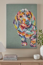 Blue Sausage Dog Canvas Wall Art - Image 1 of 5