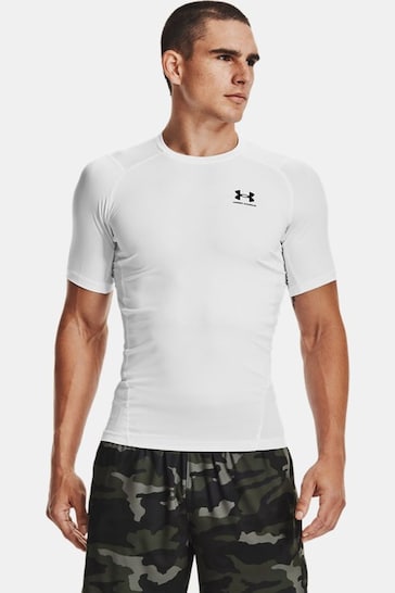 Under Armour White/Black Heatgear Short Sleeve Compression Top