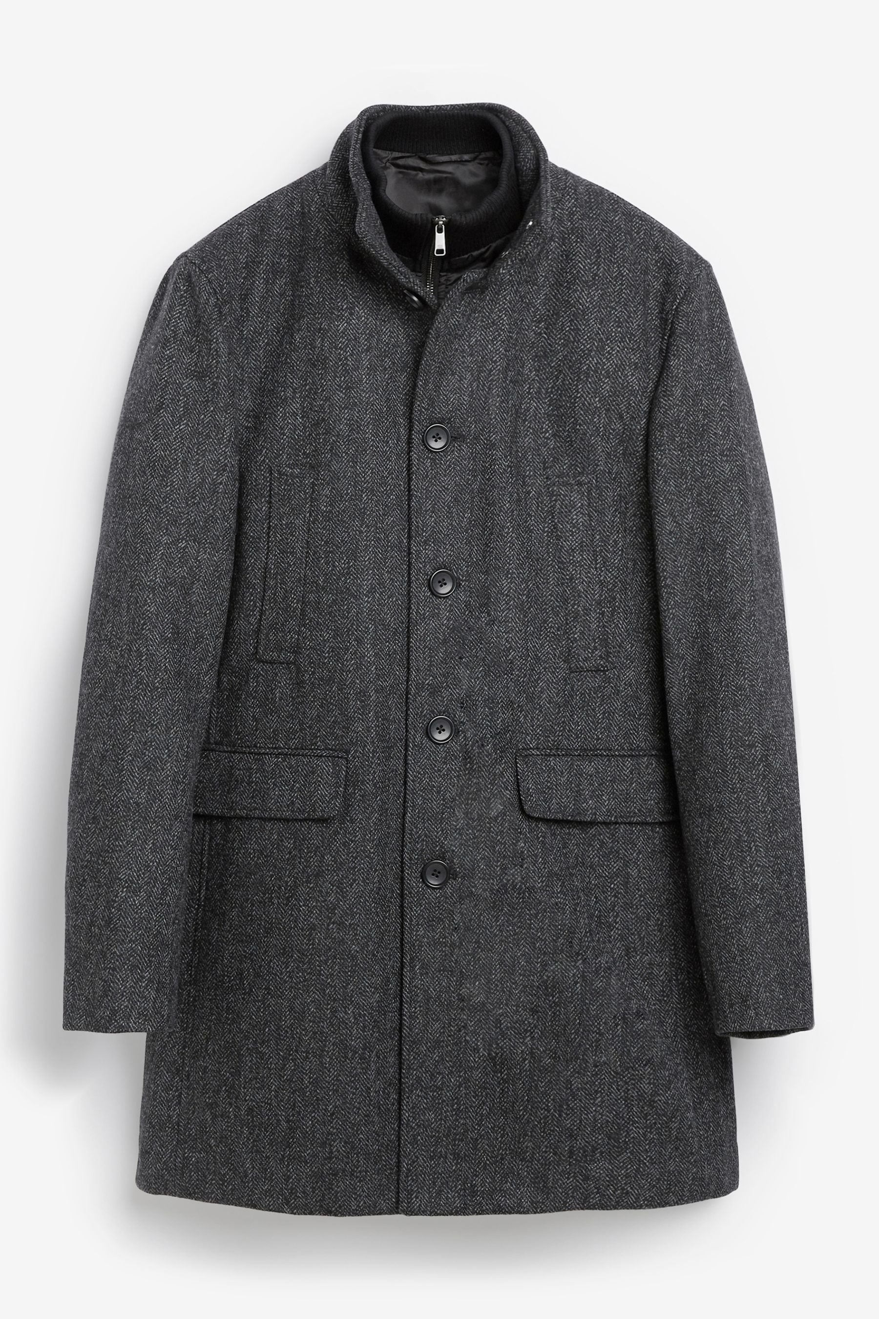 Mens grey funnel deals neck coat