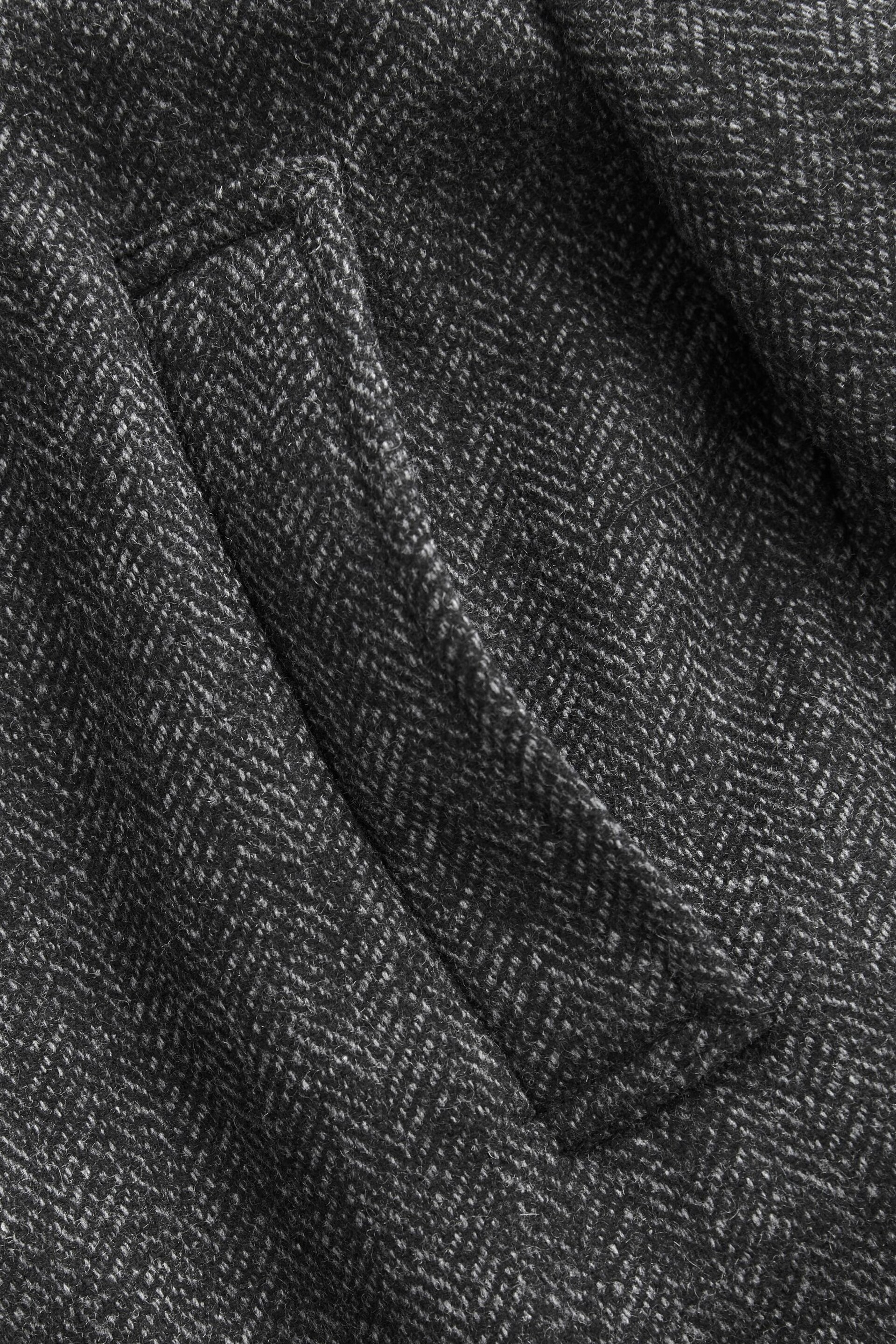 Charcoal Grey Herringbone Funnel Neck Coat With Built In Gilet - Image 8 of 8