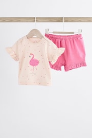 Pink Flamingo Baby Top and Shorts 2 Piece Set - Image 1 of 10
